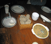 ディラン　モンパの郷土料理　四国ビエ饅頭とゾン（牛＋ヤク）肉スープ  Finger millet and zon